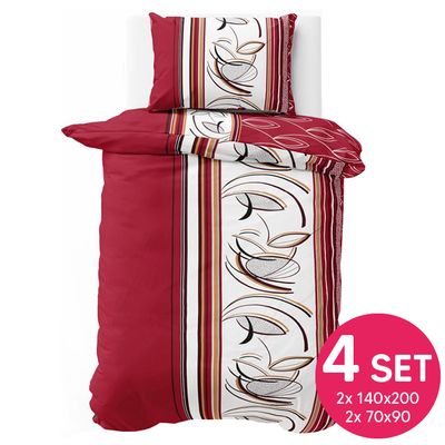 Bavlnené obliečky PALOMA RED 4 dielna sada 140x200cm